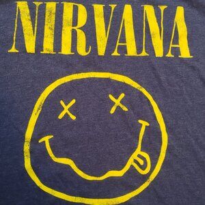 Nirvana t shirt xxl men 2xl grey 90's grunge punk rock Kurt Cobain smiley face